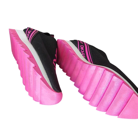 DKNY ABBI Women's Black and Pink Slip-On Sneakers - Picture 6 of 7